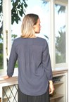 FLORENCE PLEAT BLOUSE - navy spot